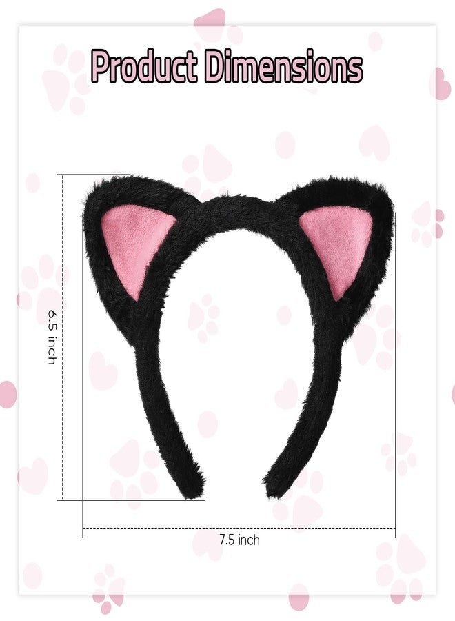 Etercycle Cat Ears Headband, Black Cat Halloween Cosplay Headbands, Plush Soft Makeup Headbands for Women Washing Face, Shower, Yoga - Image 2